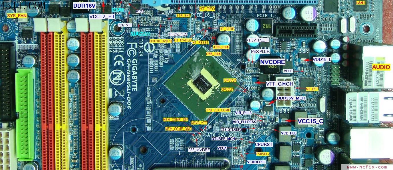 技嘉n680sli-dq6主板测试点实图