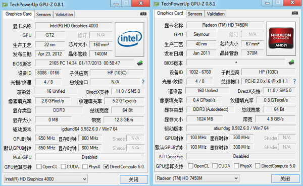 由于小编电脑是i3核心显卡的,因此gpu-z仅检测到的是i3内置的hd4000